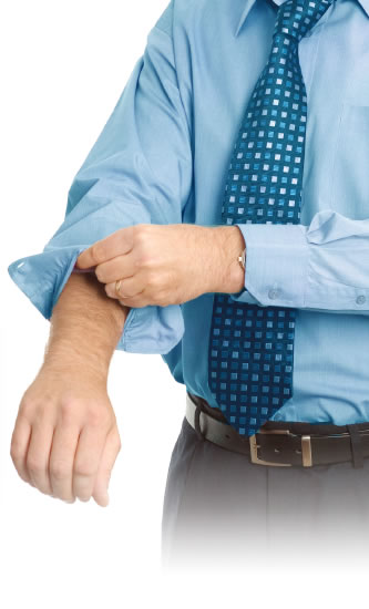 Man raising shirt sleeve to donate blood